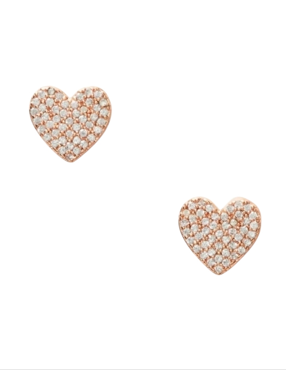 Kate Spade Yours Truly Pave Heart Studs Clear Rose Gold Earrings